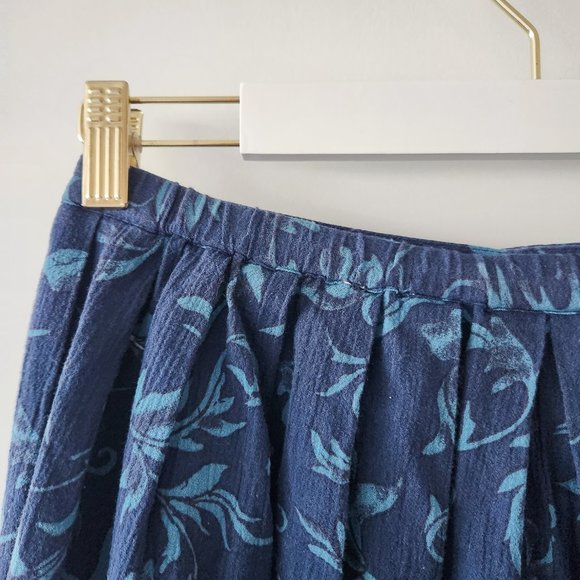Lizsport Vintage Blue Tropical Floral Print Button Down Midi Skirt Size PM - Picture 12 of 16